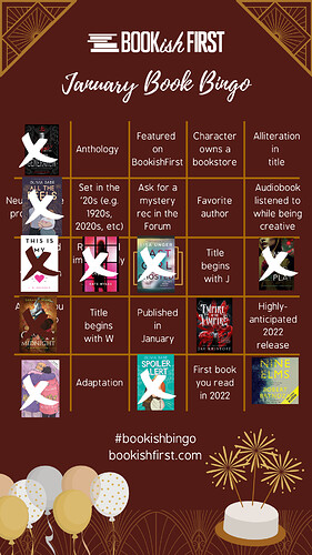 Jan 22 Bookish Bingo completed