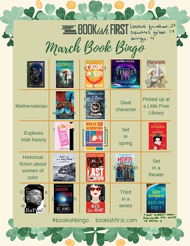 BookishFirst bingo March 2024 COMPLETED