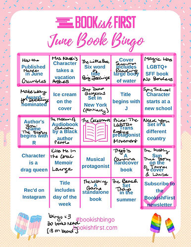 Bookish First Bingo June 2023 COMPLETED