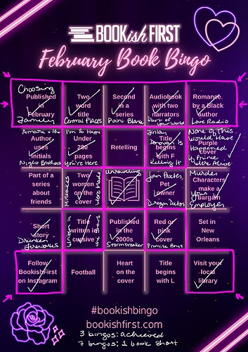 Bookish First Bingo February 2023 COMPLETED