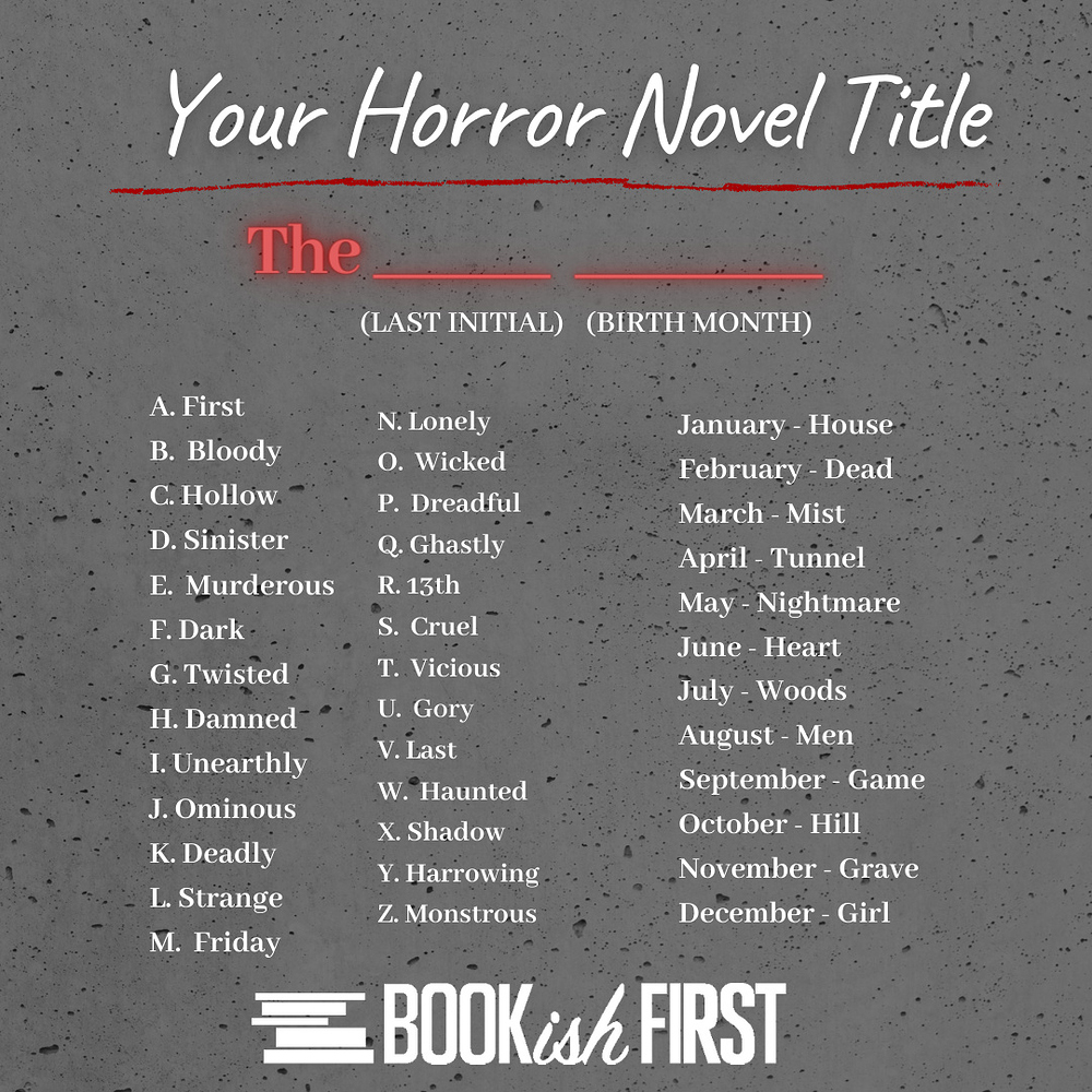 Your Horror Novel Title Book Talk BookishFirst Forum